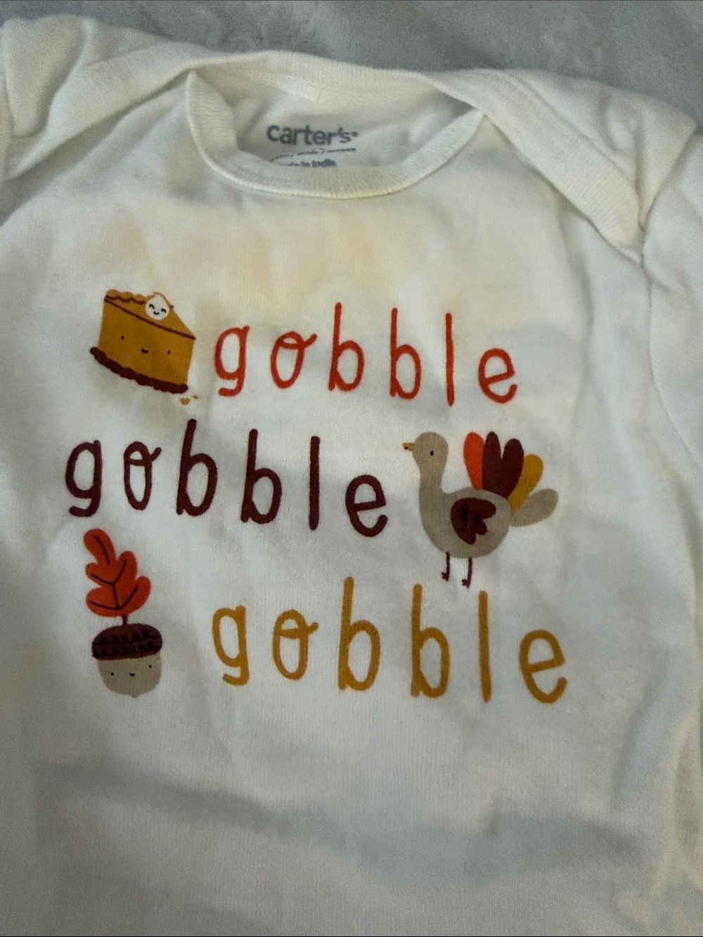Baby thanksgiving'Gobble Gobble' top with Brown Plaid Shirt3-6 months - Picture 6 of 8